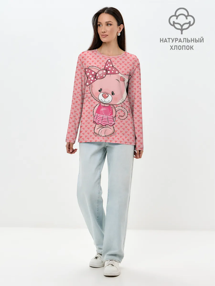 Лонгслив женский. Хлопок / Котенок