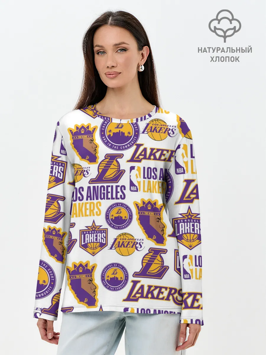 Лонгслив женский. Хлопок / LAKERS LOGO