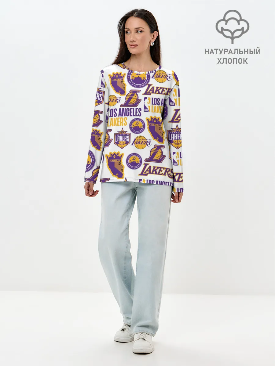 Лонгслив женский. Хлопок / LAKERS LOGO
