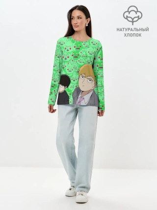 Лонгслив женский. Хлопок / Моб Психо