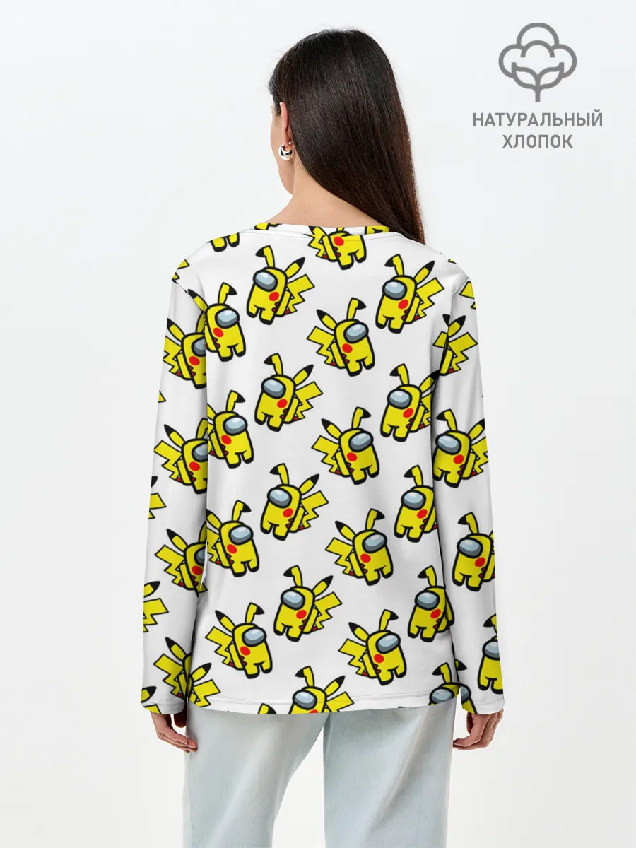 Лонгслив женский. Хлопок / Among us Pikachu