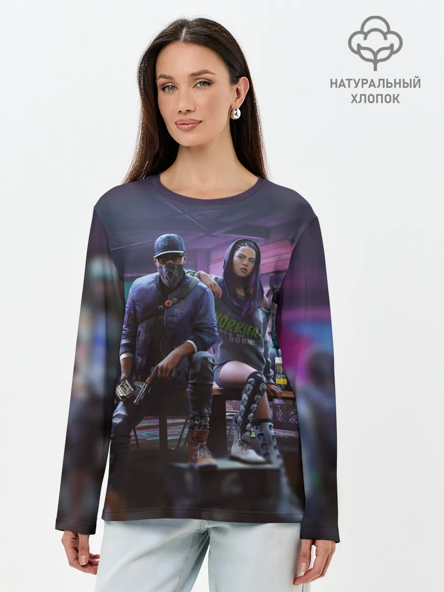 Лонгслив женский. Хлопок / Watch dogs