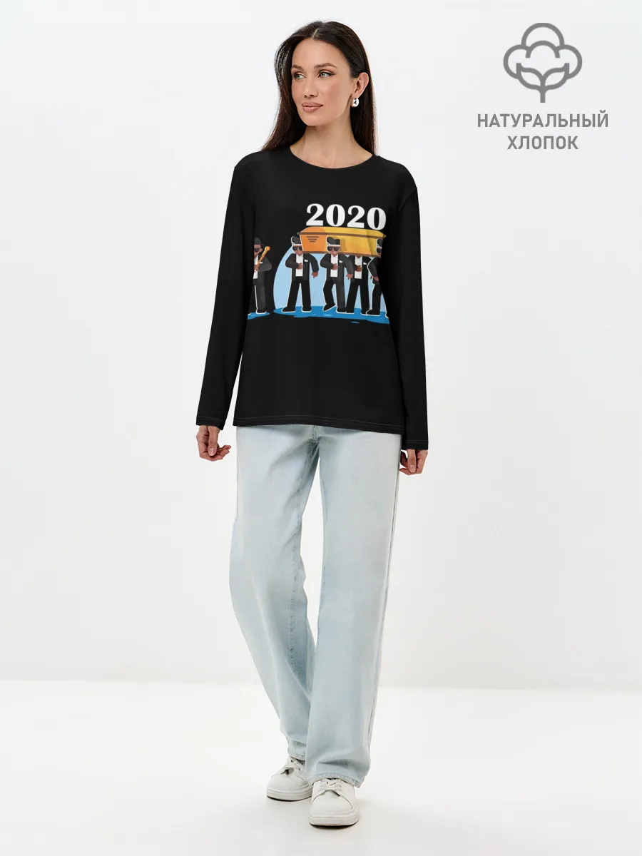 Лонгслив женский. Хлопок / 2020 не спасти...