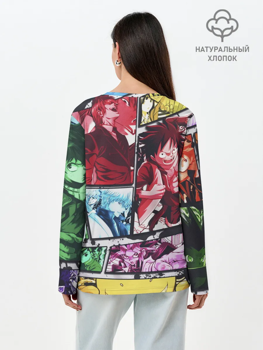 Лонгслив женский. Хлопок / EPIC MAIN ANIME CHARACTERS 3D!