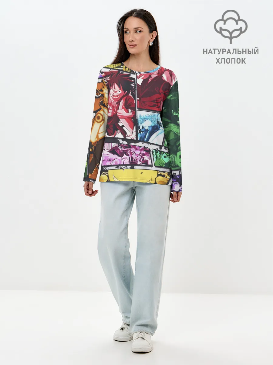 Лонгслив женский. Хлопок / EPIC MAIN ANIME CHARACTERS 3D!