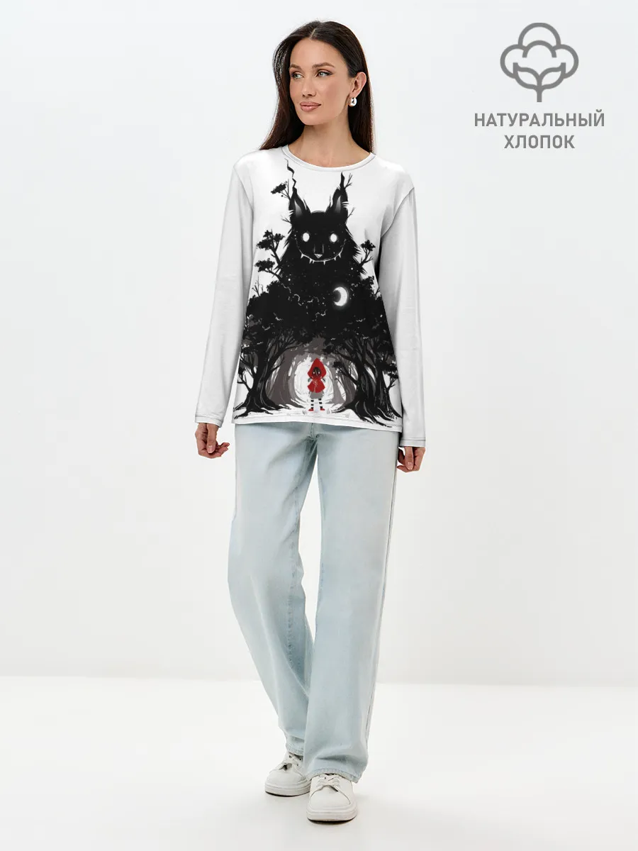 Лонгслив женский. Хлопок / Красная шапочка