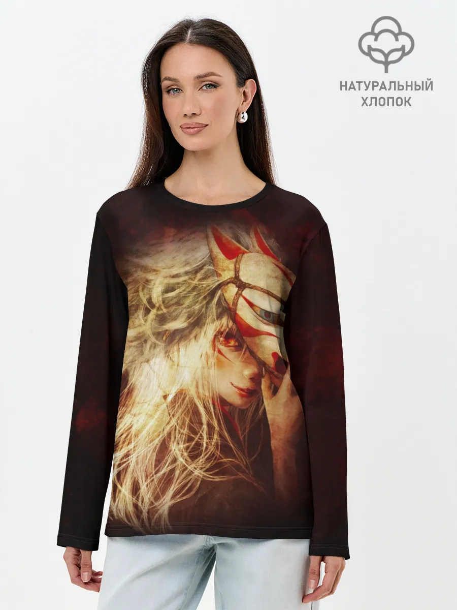 Лонгслив женский. Хлопок / Кицуне