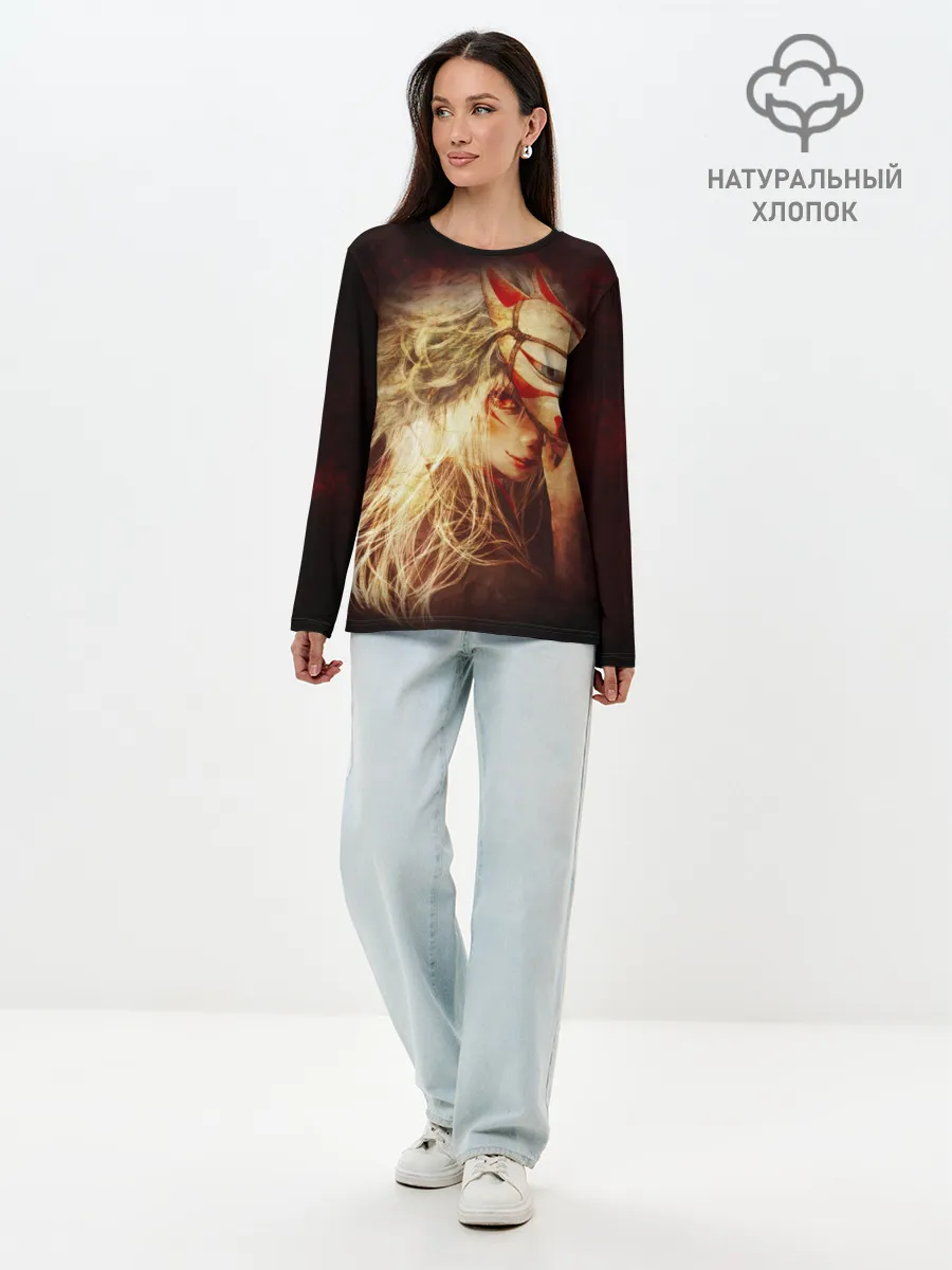 Лонгслив женский. Хлопок / Кицуне