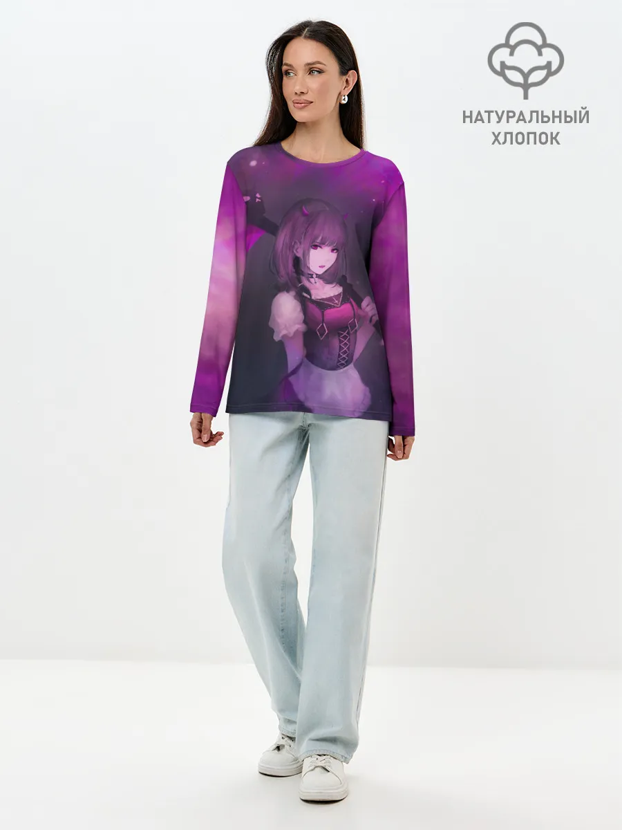 Лонгслив женский. Хлопок / Anime girl demon