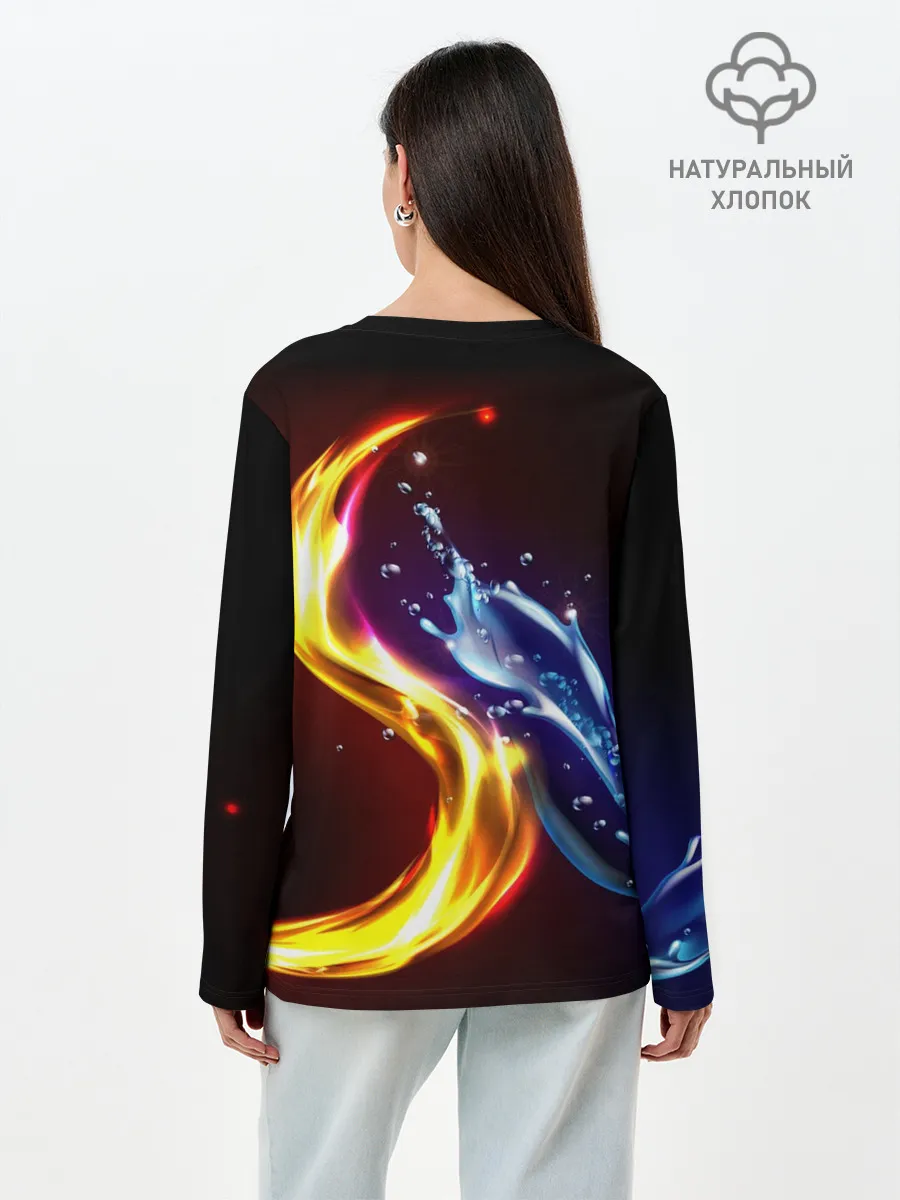Лонгслив женский. Хлопок / ОГОНЬ И ВОДА