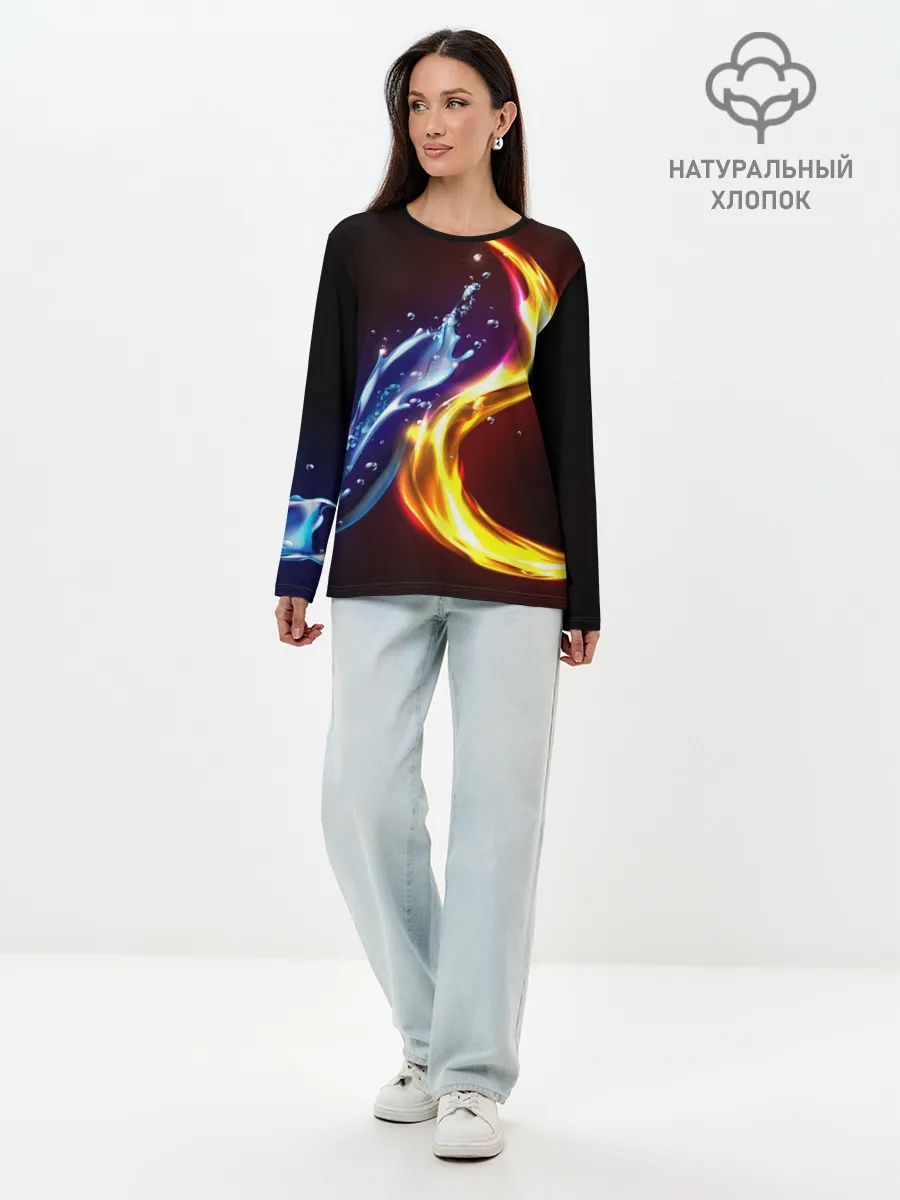 Лонгслив женский. Хлопок / ОГОНЬ И ВОДА