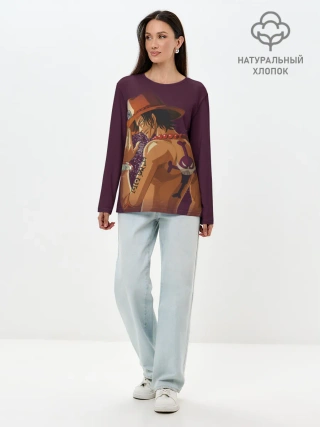 Лонгслив женский. Хлопок / One Piece. Портгас Д. Эйс