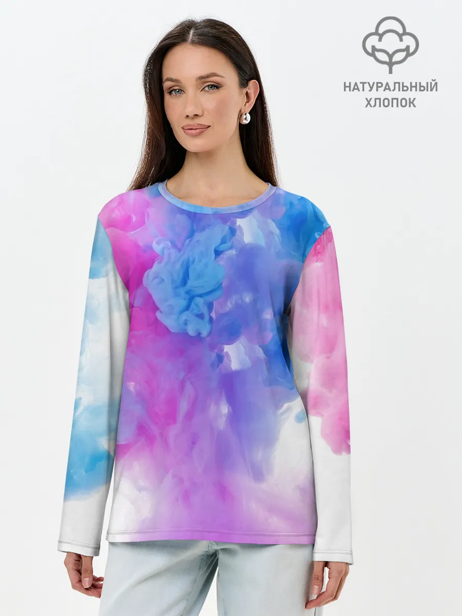 Лонгслив женский. Хлопок / дым