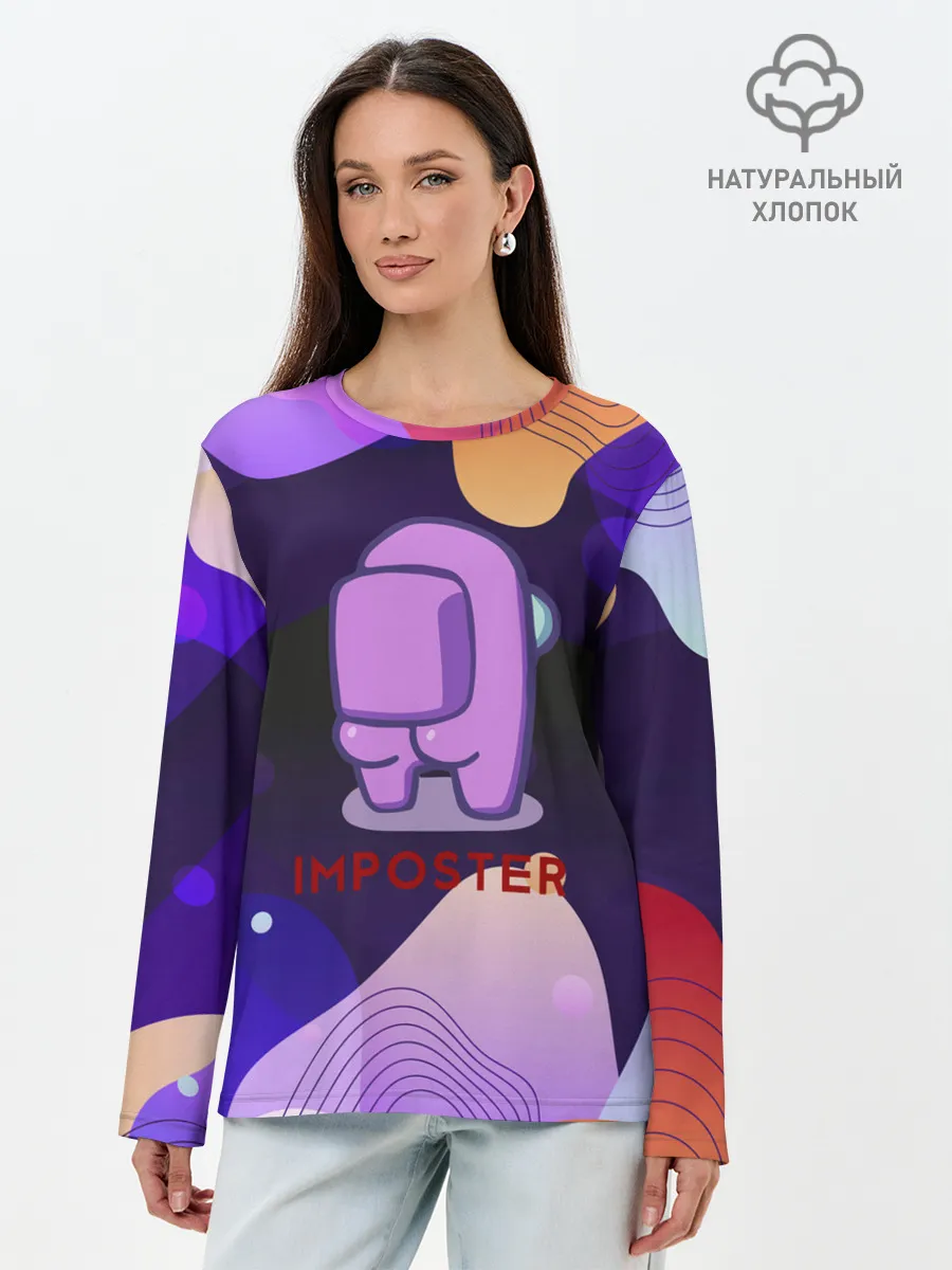 Лонгслив женский. Хлопок / AMONG US / IMPOSTOR.