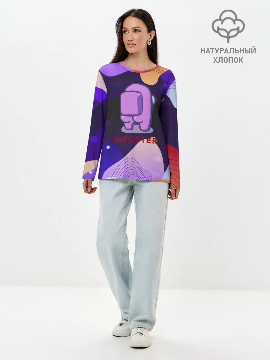 Лонгслив женский. Хлопок / AMONG US / IMPOSTOR.