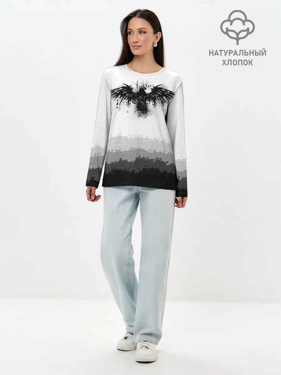 Лонгслив женский. Хлопок / ЧЁРНЫЙ ВОРОН