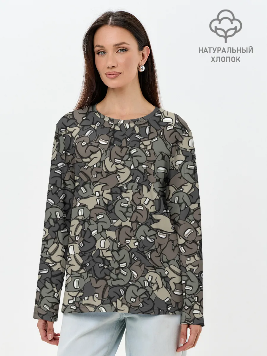 Лонгслив женский. Хлопок / Камуфляж Амонг Ас