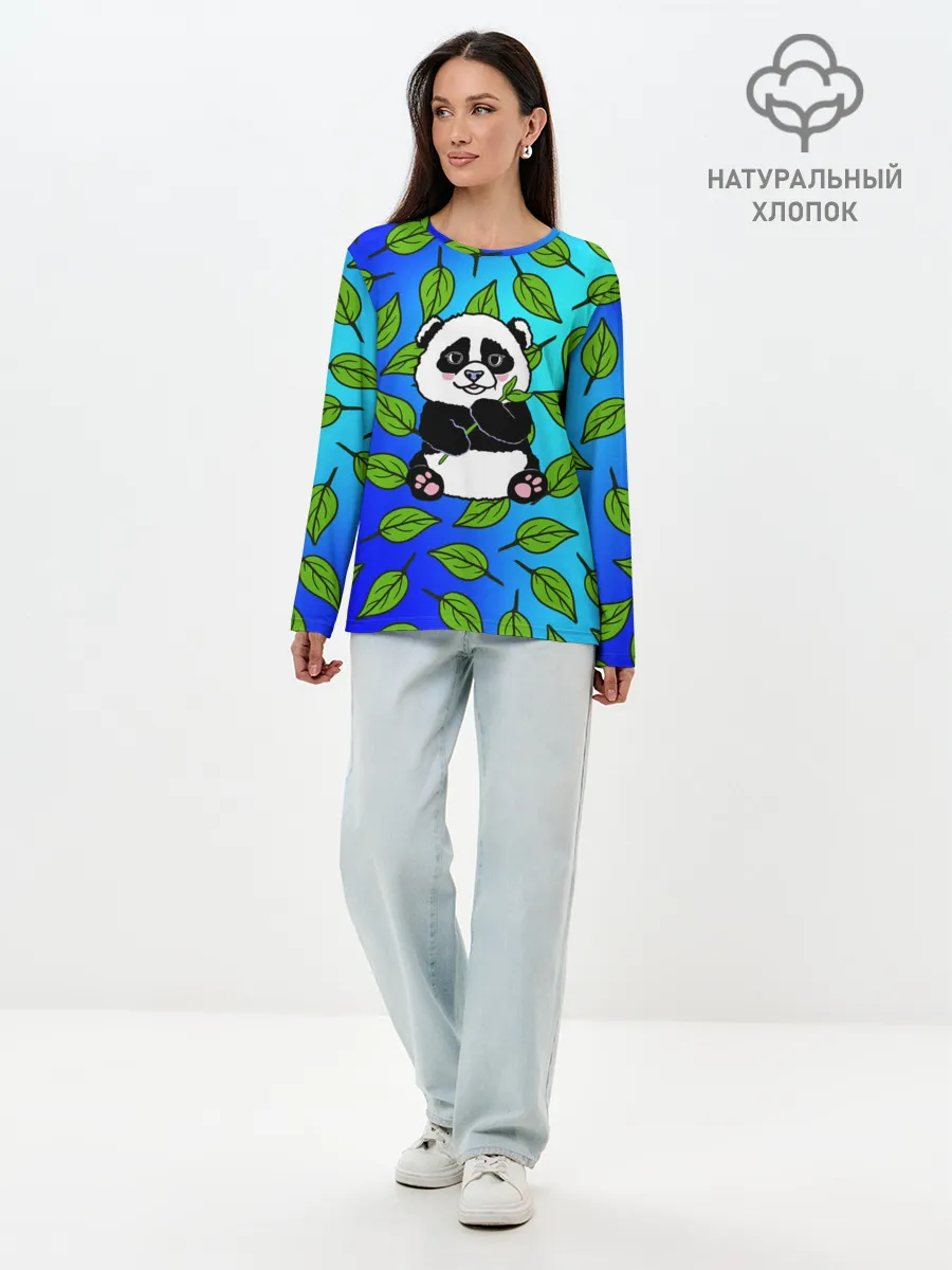 Лонгслив женский. Хлопок / Панда