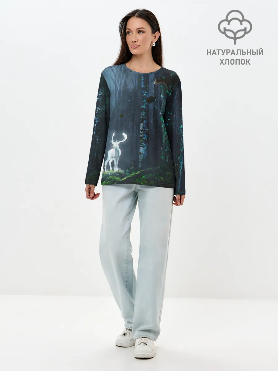 Лонгслив женский. Хлопок / Олень