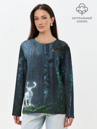Лонгслив женский. Хлопок / Олень