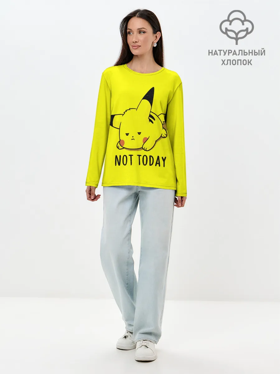 Лонгслив женский. Хлопок / Пикачу лень