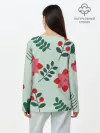 Лонгслив женский. Хлопок / цветы, ягоды, листья