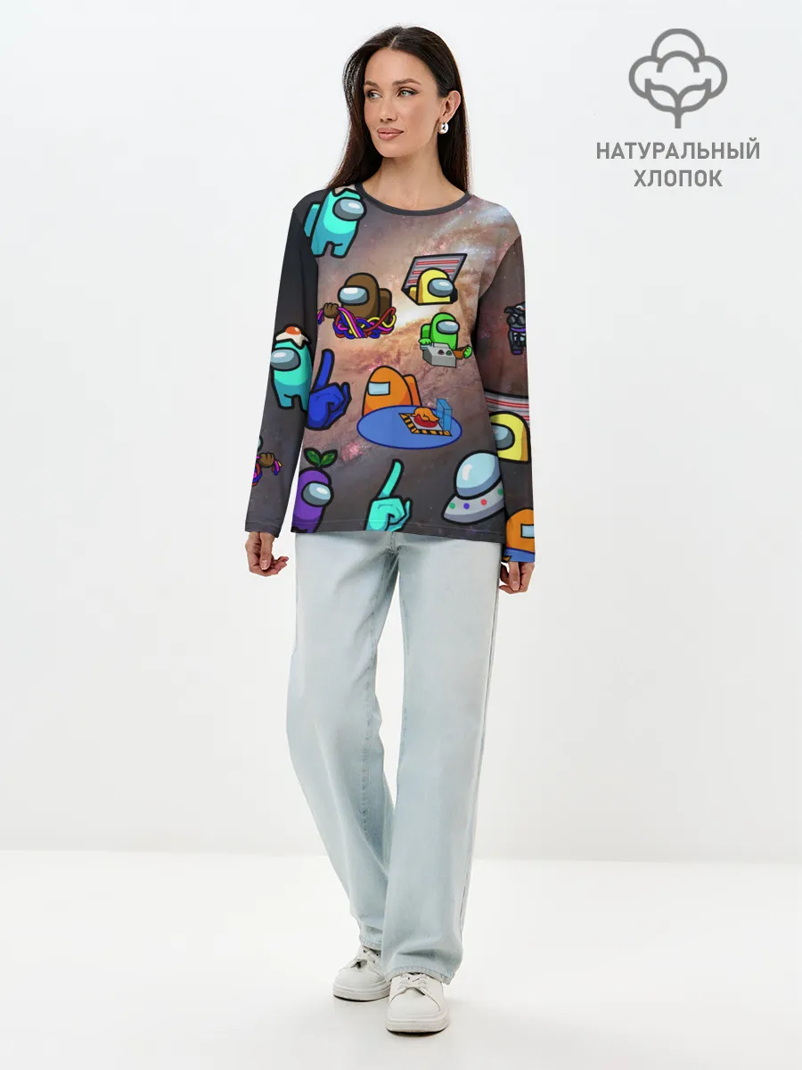 Лонгслив женский. Хлопок / Among Us Чёрная дыра