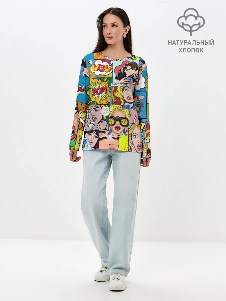 Лонгслив женский. Хлопок / Pop Art