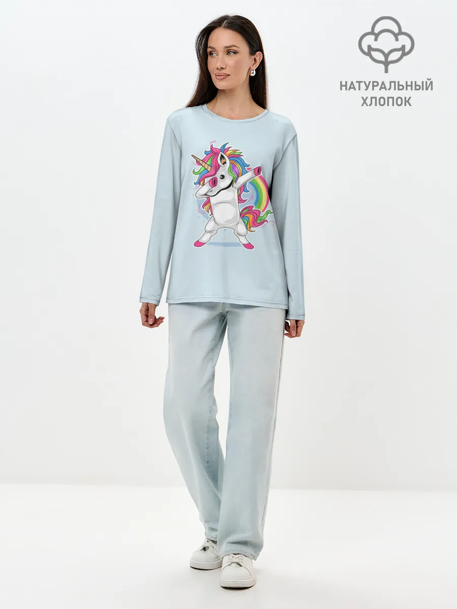 Лонгслив женский. Хлопок / Единорог | Dab
