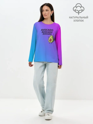 Лонгслив женский. Хлопок / Авокадо