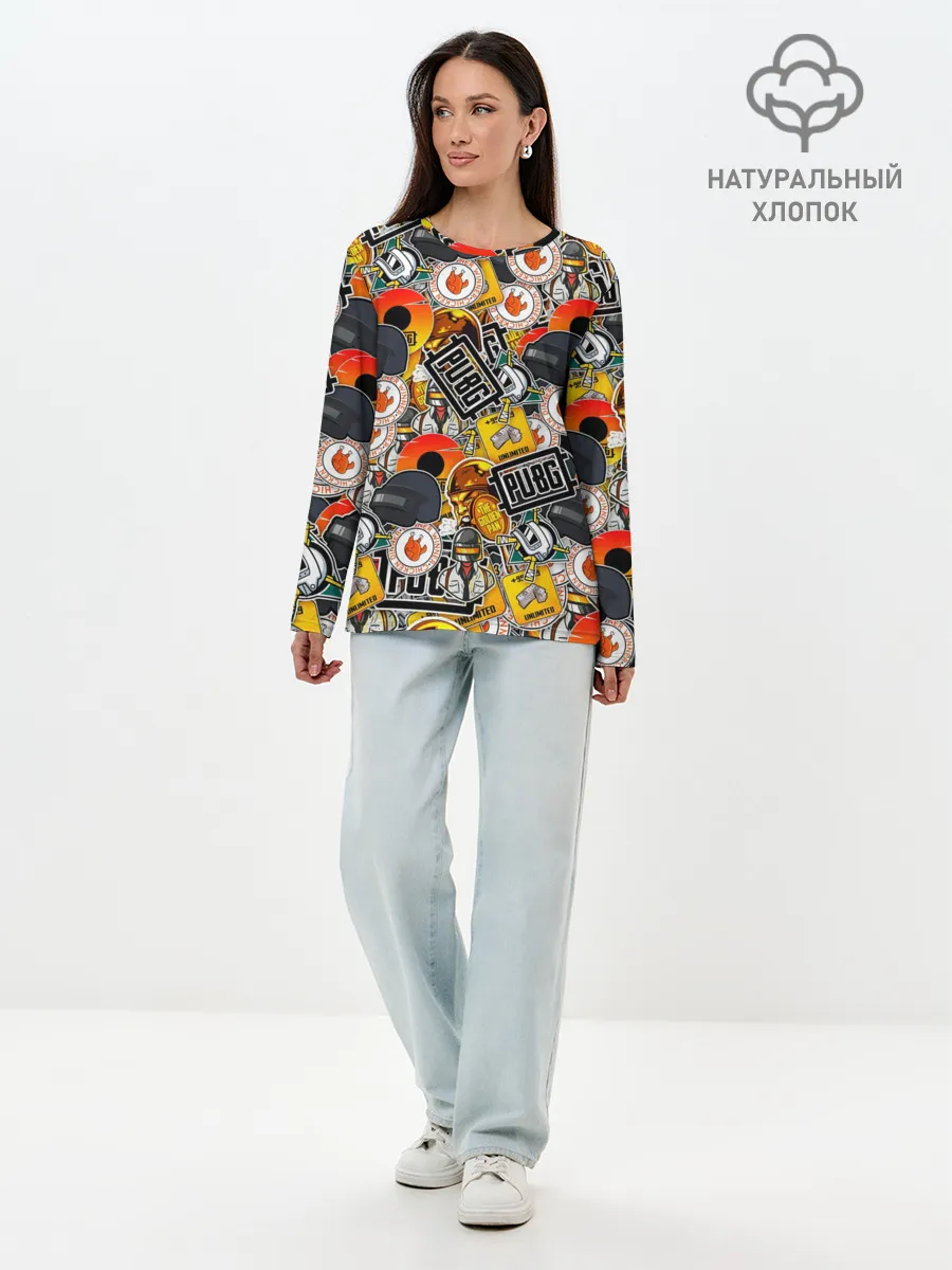 Лонгслив женский. Хлопок / PUBG STICKER