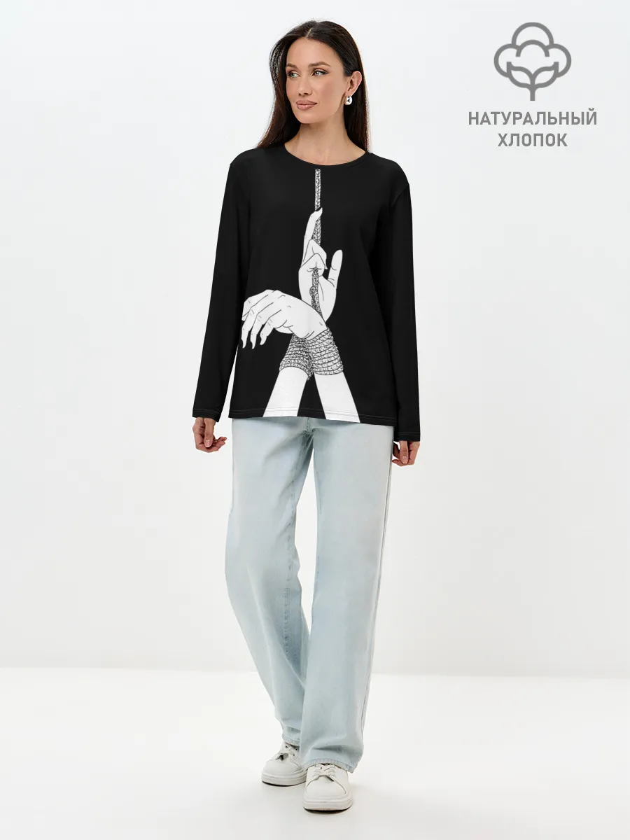 Лонгслив женский. Хлопок / Связанные руки эстетика
