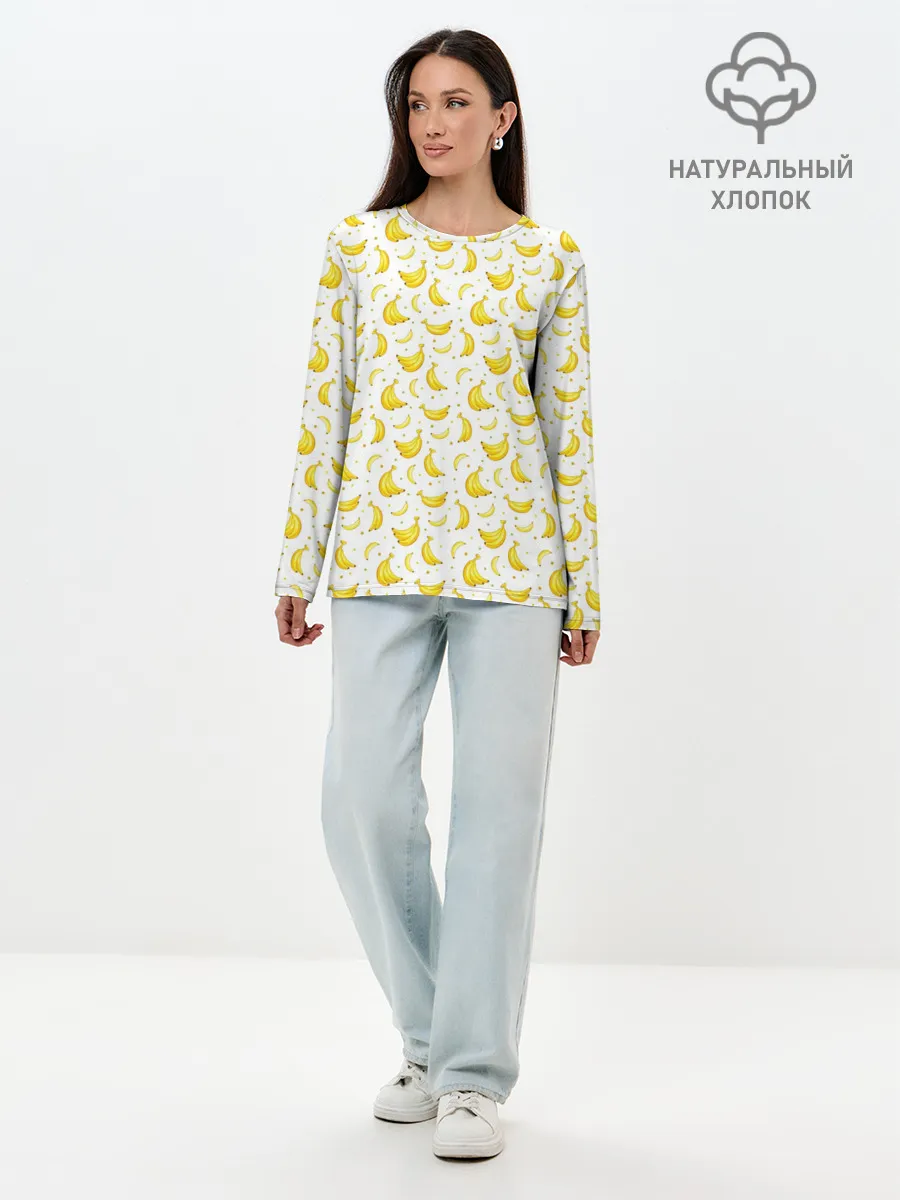 Лонгслив женский. Хлопок / Банановый рай
