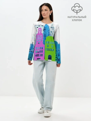 Лонгслив женский. Хлопок / Город