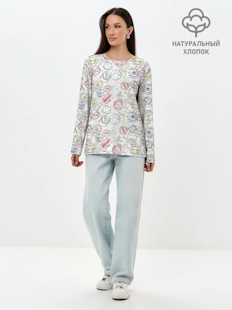 Лонгслив женский. Хлопок / Штампы мира