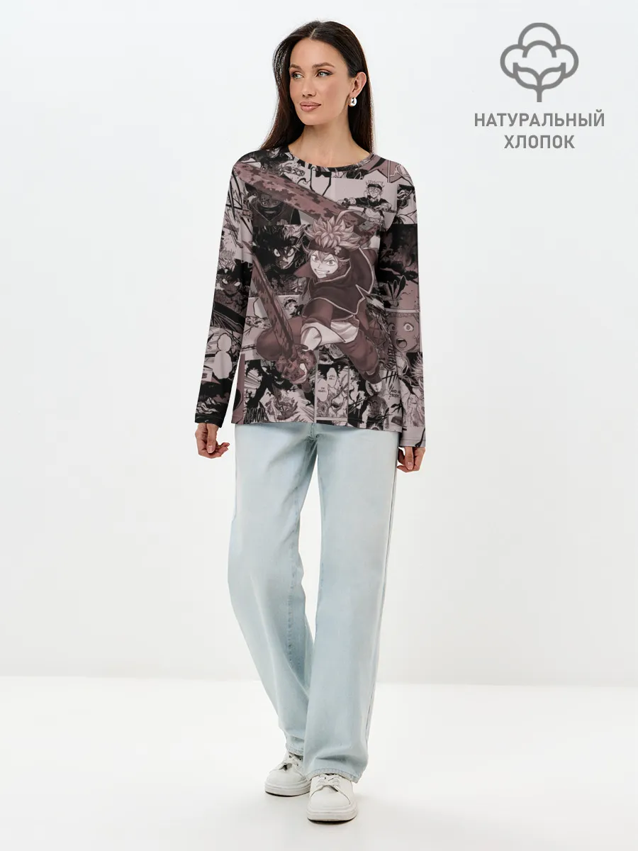 Лонгслив женский. Хлопок / ASTA manga monochrome pages