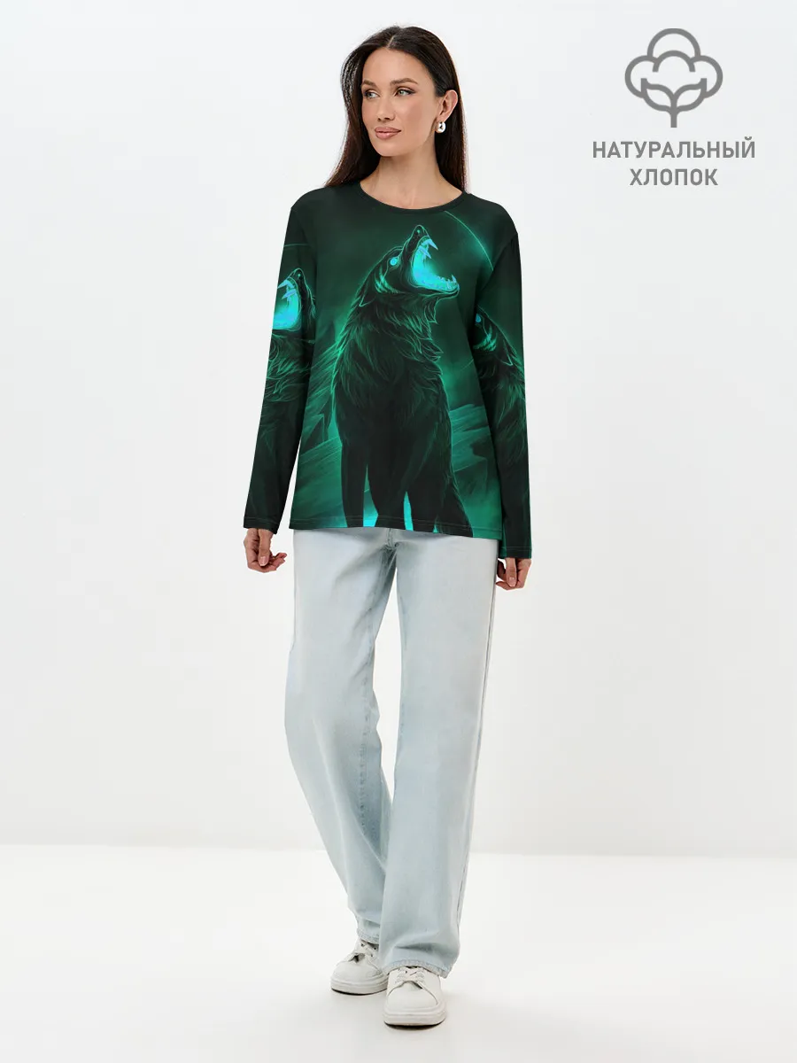 Лонгслив женский. Хлопок / Оборотень