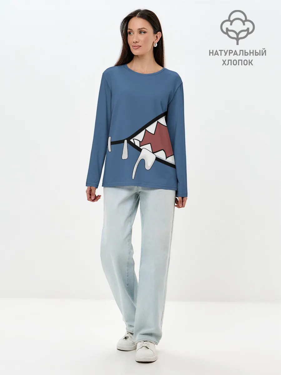 Лонгслив женский. Хлопок / Акула gawr gura