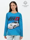 Лонгслив женский. Хлопок / Initial D машина на голубом фоне