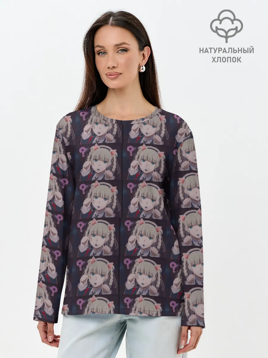 Лонгслив женский. Хлопок / Кирари Момобами Неко