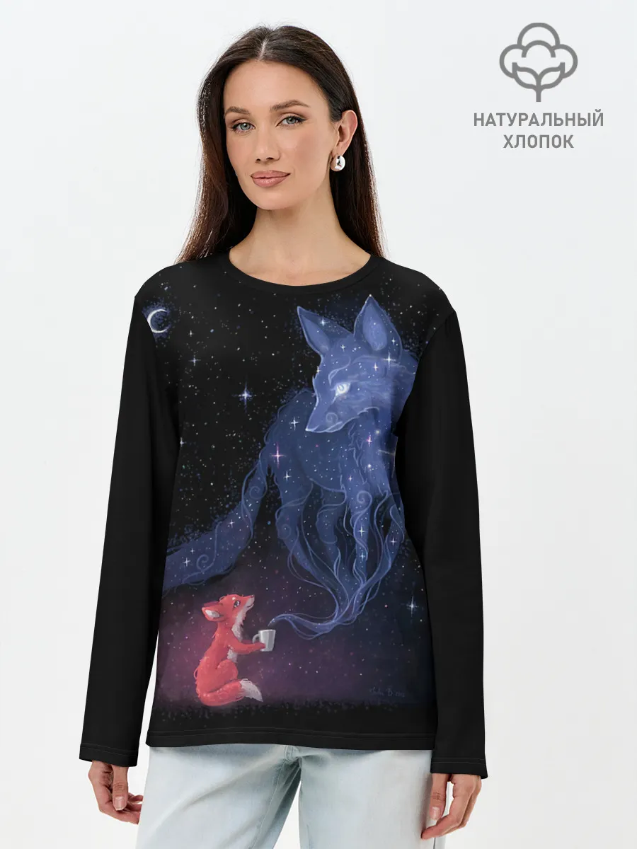 Лонгслив женский. Хлопок / Лиса и ее дух