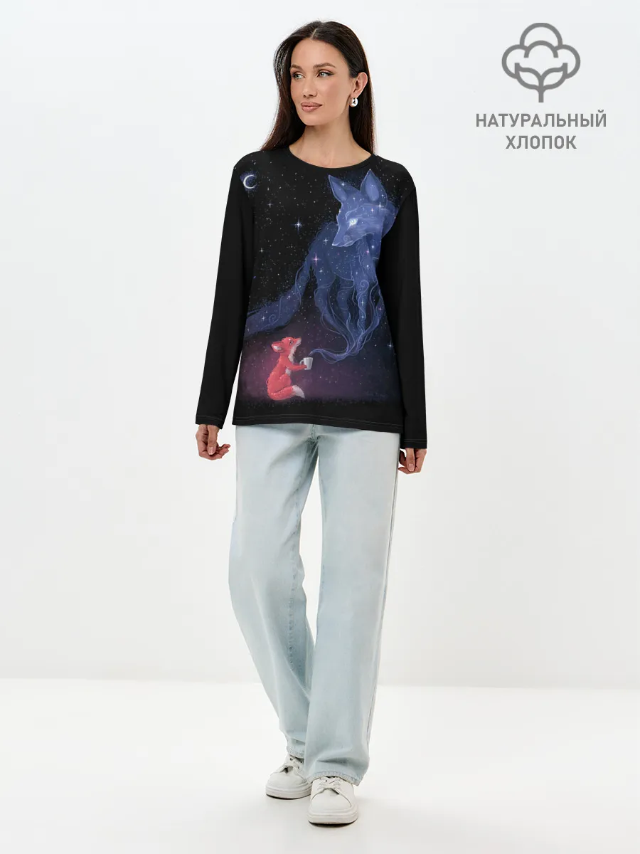 Лонгслив женский. Хлопок / Лиса и ее дух