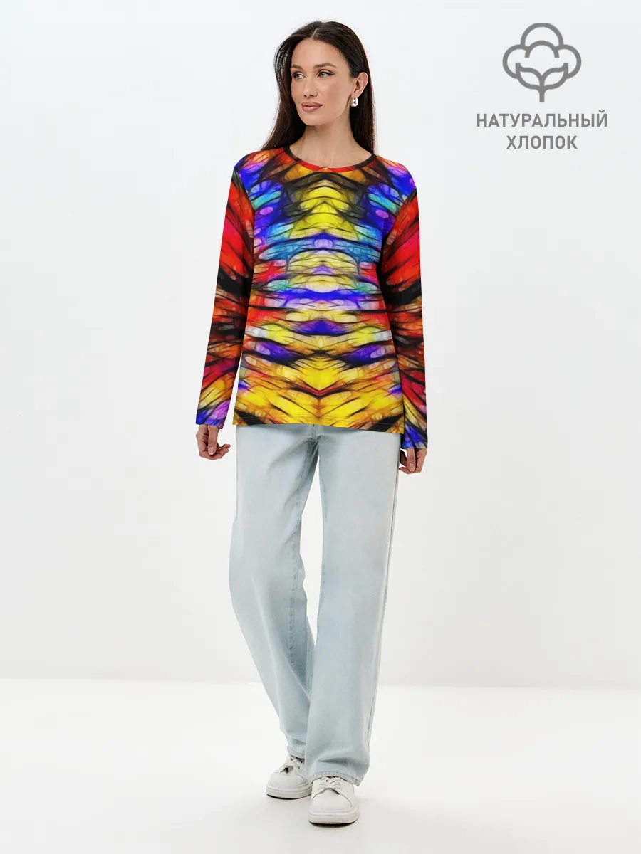 Лонгслив женский. Хлопок / Батик. Краски
