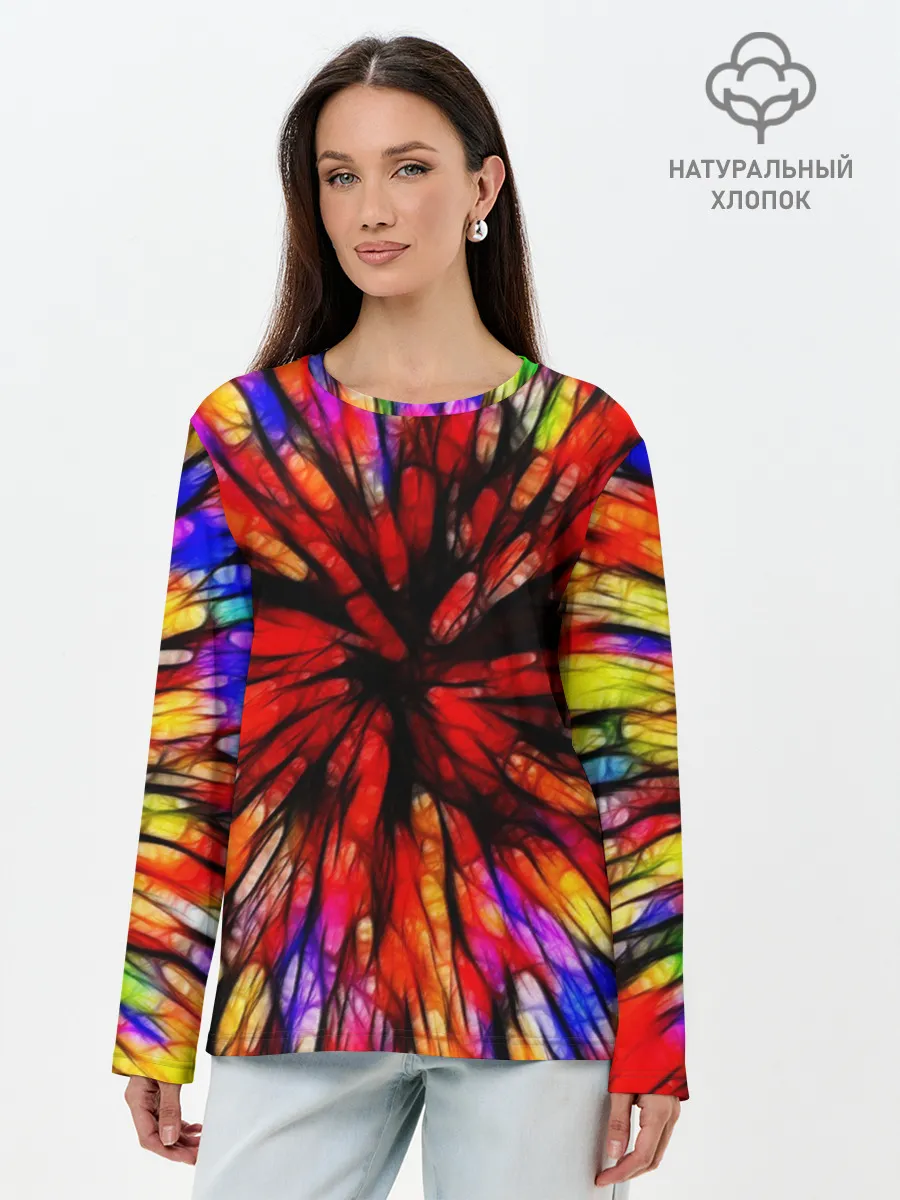 Лонгслив женский. Хлопок / Батик
