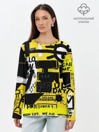 Лонгслив женский. Хлопок / абстракция