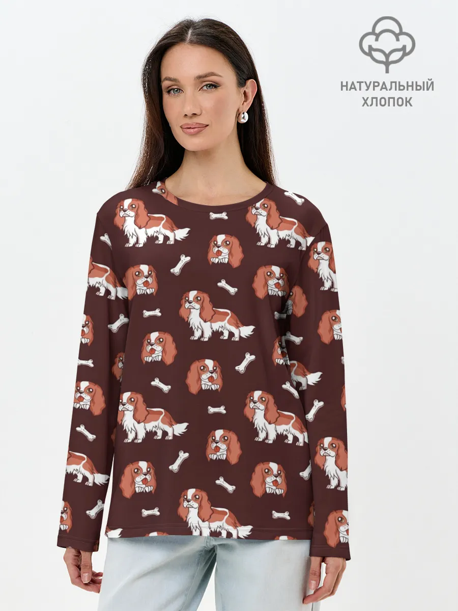 Лонгслив женский. Хлопок / Спаниели
