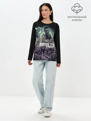 Лонгслив женский. Хлопок / KIZARU BORN TO TRAP