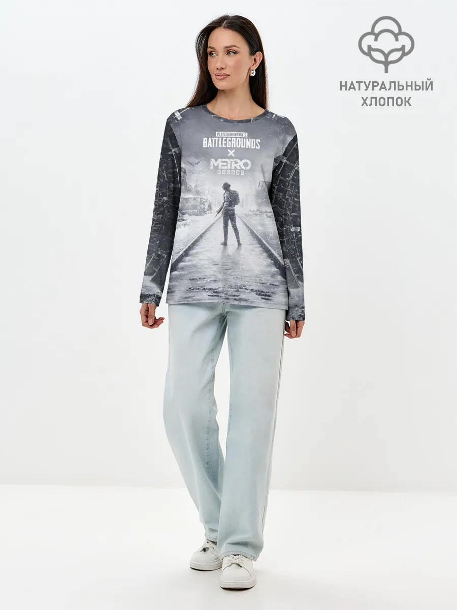 Лонгслив женский. Хлопок / PUBG x METRO Exodus
