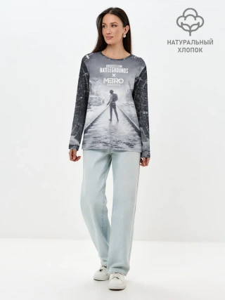Лонгслив женский. Хлопок / PUBG x METRO Exodus