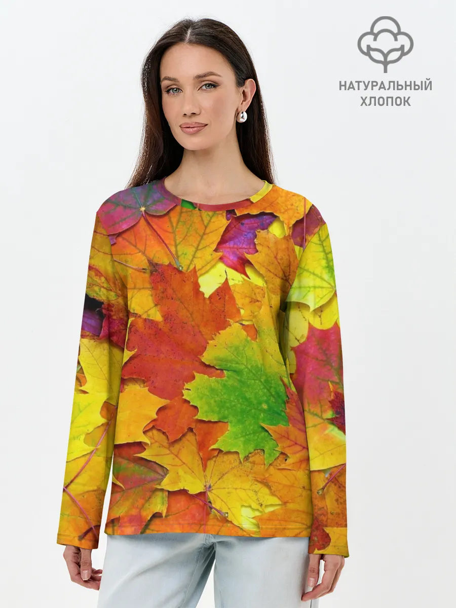 Лонгслив женский. Хлопок / Осенние листья